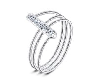Elegant CZ Spiral Silver Ring NSR-2819